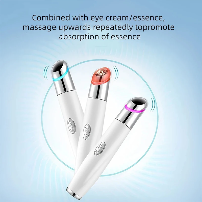 3-Colors الأرجواني الأزرق الأحمر ضوء جهاز تجميل العين الساخن ضغط الاهتزاز تدليك الاسترخاء عيون إزالة أكياس العين الهالات السوداء العناية بالعين #3