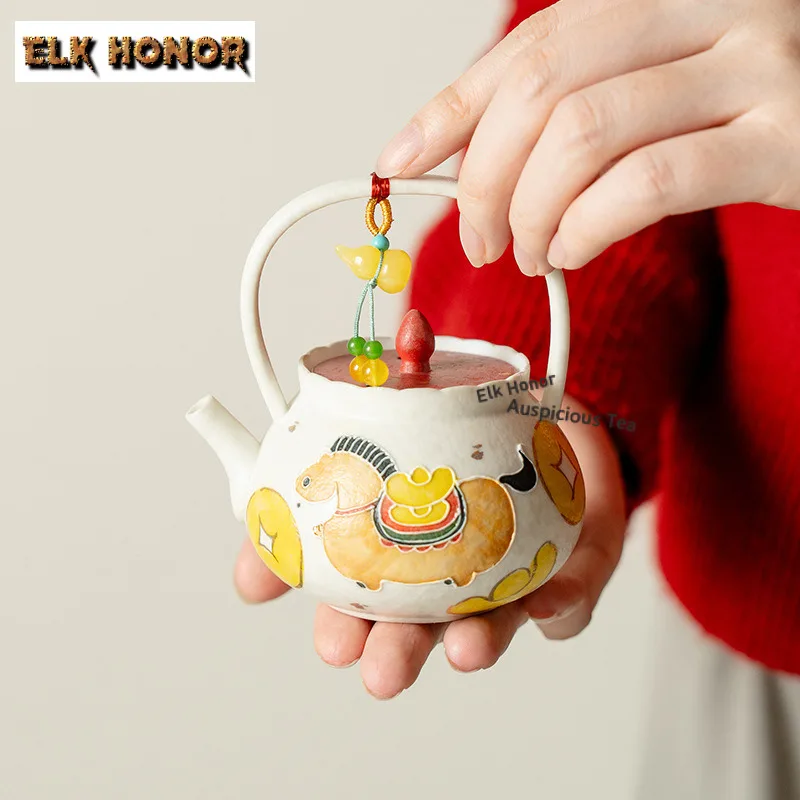 

Керамический чайник 125 мл «Быстрое обогащение» с эстетичным дизайном, заварочным ситечком и фильтром для заваривания зеленого чая, декор для чайной церемонии