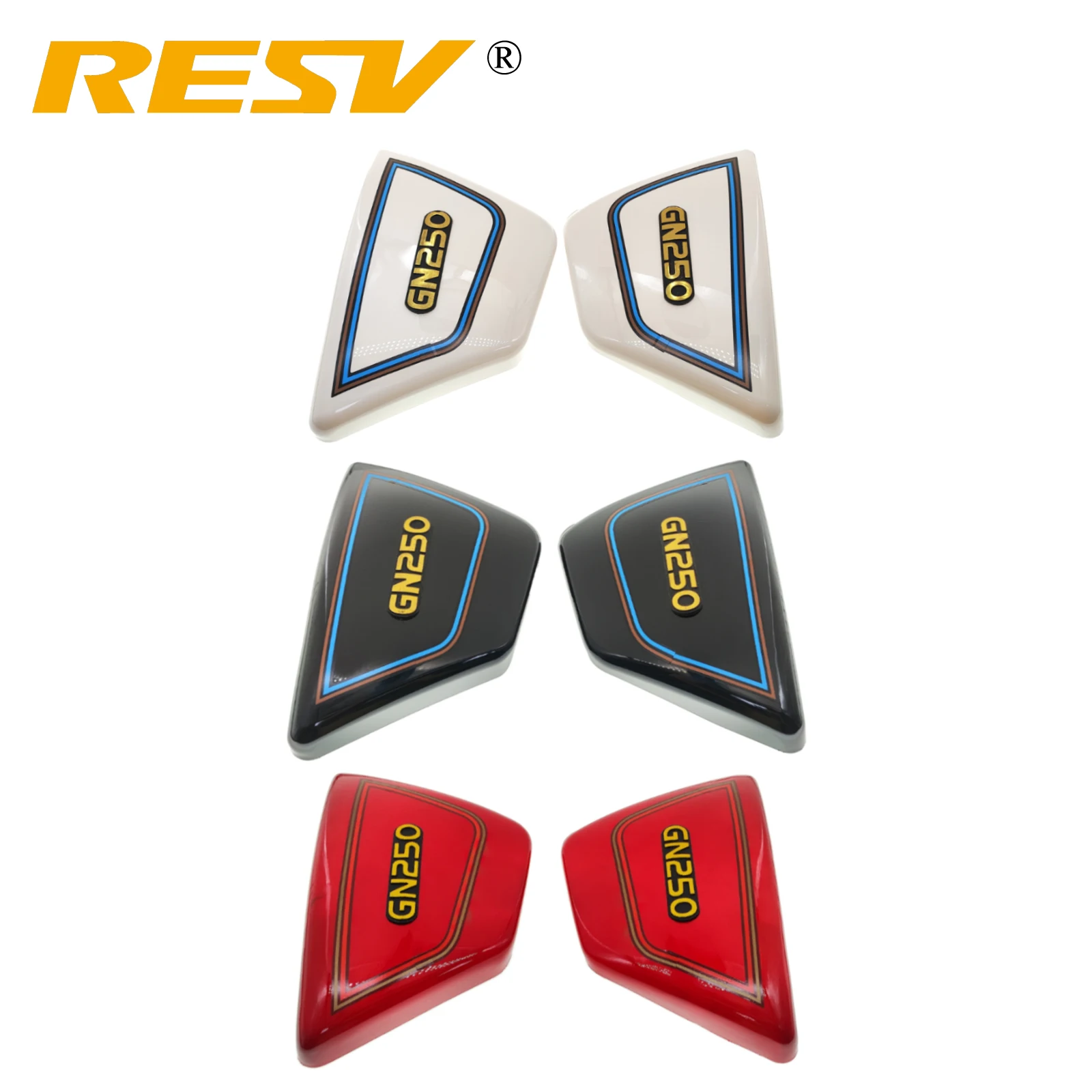 RESV for Suzuki GN250 GN 250 Frame Side Cover Sidecover Panels Protector Faring Covers Panels Right & Left Red Black White
