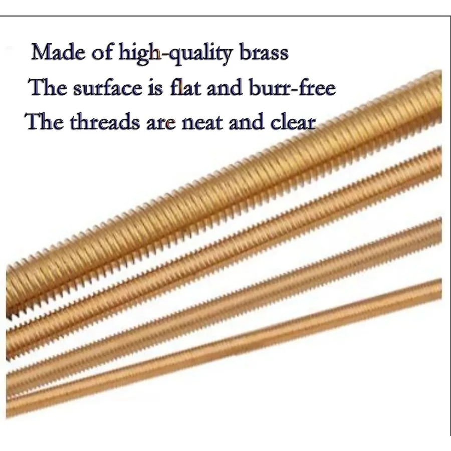 2 buah batang kuningan berulir penuh M2 x 250mm ulir kanan