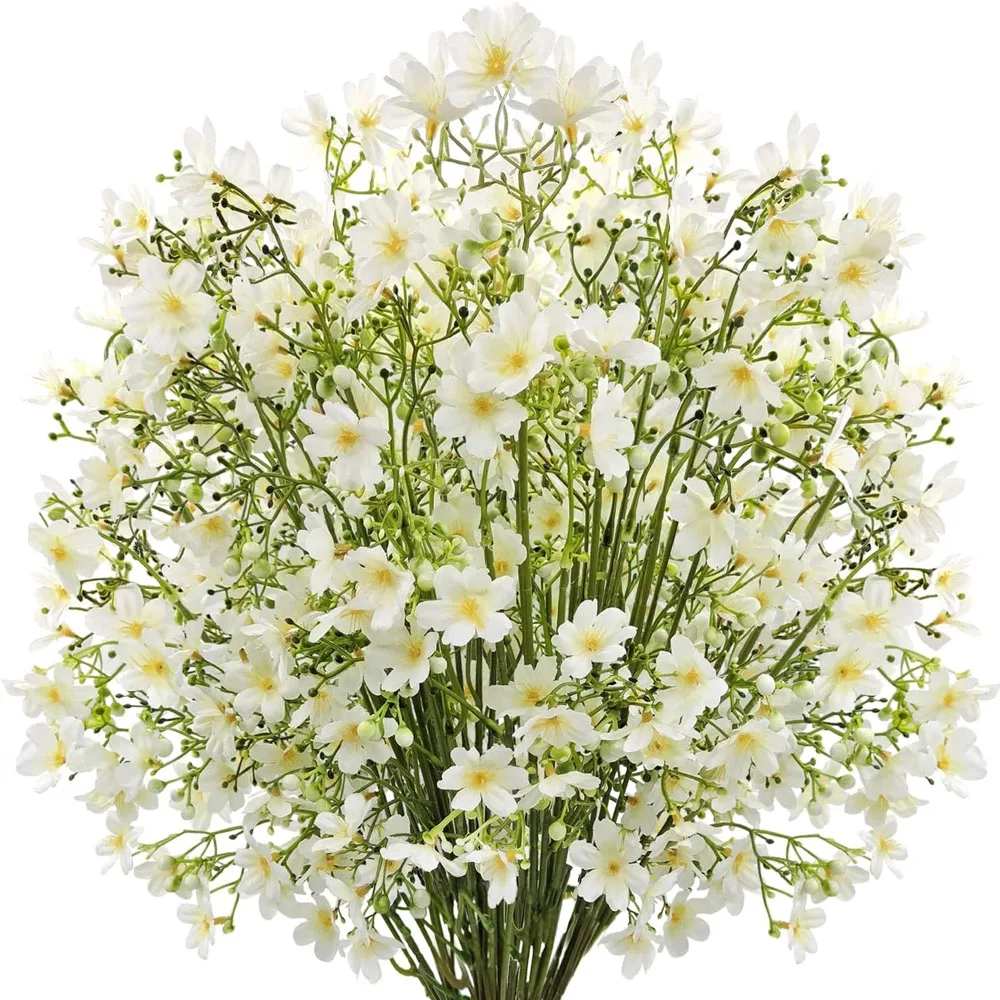 Seidenblumen mit langen Stielen, künstliche Blumen für hohe Vasen im Freien, künstlicher Schleierkrautstrauß, künstliche Blumen für Hochzeiten und Partydekoration – Detail 7