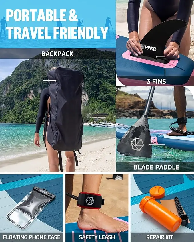 FUNKEE لوح تزلج قابل للنفخ قابل للتخصيص، تصميم جديد، مواد EVA PVC الممتازة للأطفال تتضمن ملحقات إصلاح #6