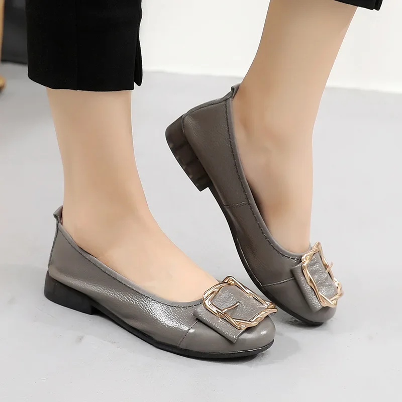 Genuine Leather Loafers Women Moccasin Mother Shoes Soft Flats Woman Fashion Luxury Brand Ballet Flats Zapatos De Mujer