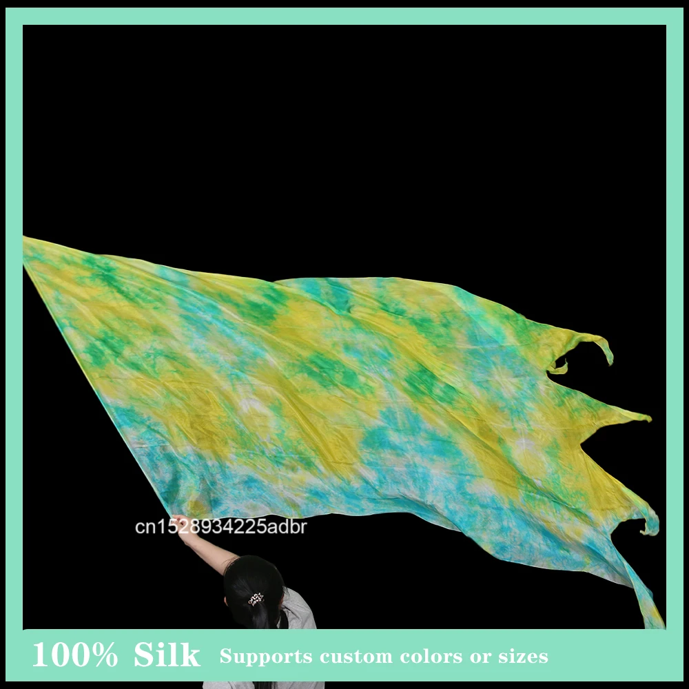 

1Pair Dance Flag Scarf Silk Veils Belly Dance Praise flag Women Dance Tie-dye Silk Flag Gradient Silk Veil Dance Performance