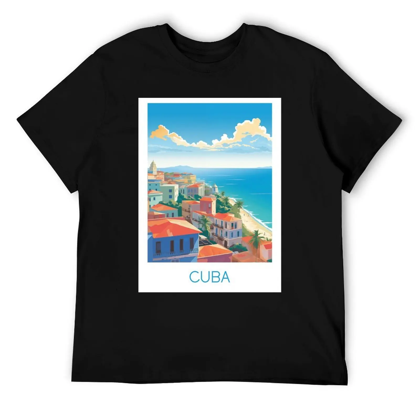 

Футболка с минимальным туристическим плакатом CUBA, черная хлопковая футболка, простая мужская футболка с рисунком, мужская футболка