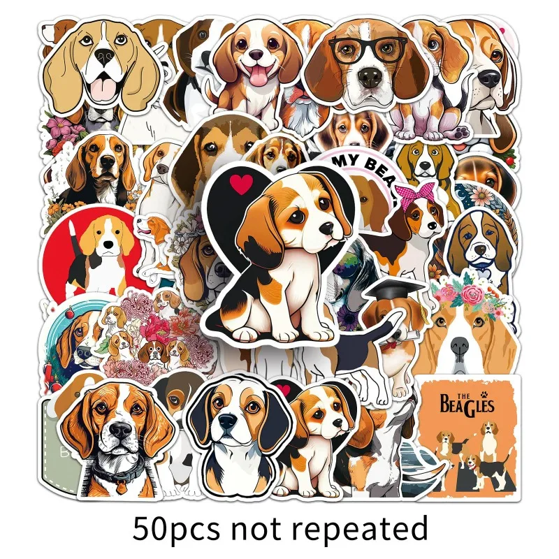 10/50Pcs Cartoon Dog Beagle Graffiti Stickers Funny Pet Dogs Animal Stickers for Laptop Scrapbook Phone Water Bottle Decal