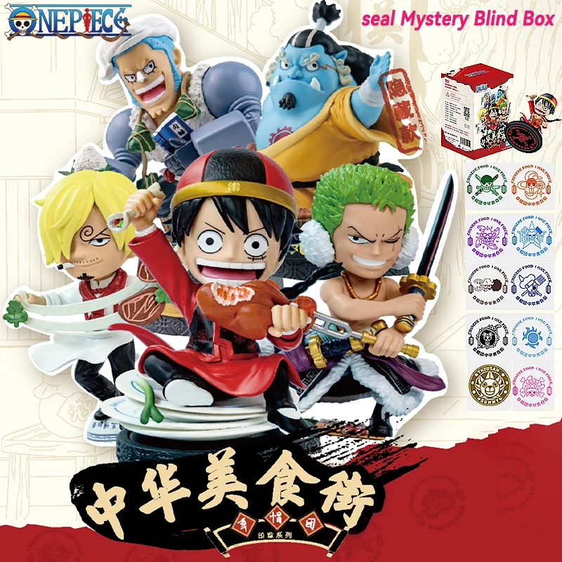 Genuine Anime One Piece China Food Street Series Seal Mystery Blind Box Figures Monkey D Luffy Roronoa Zoro Model Ornament Gift