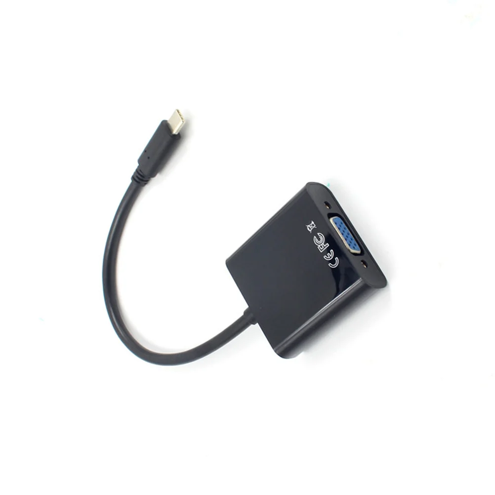 Kabel Adaptor USB 3.1 Tipe-C ke VGA Hitam 1080p untuk Laptop HDTV Proyektor Kabel Konverter USB C ke VGA