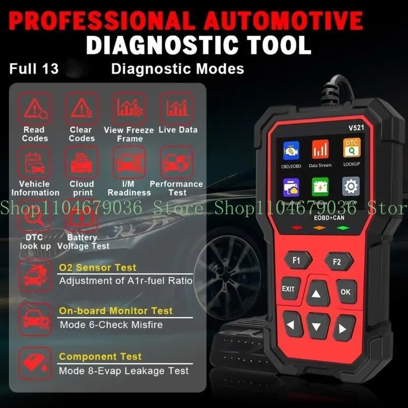 

652F Эффективный диагностический инструмент v521 Scanner OBD2 с многофункциональным дисплеем для диагностики светильника