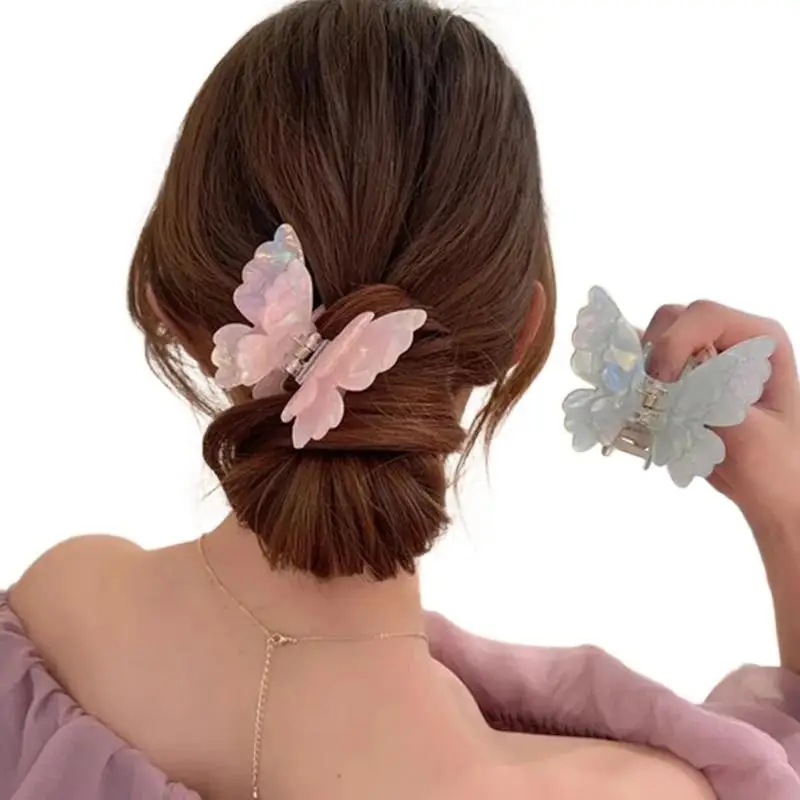 Fairy Butterfly Hair Claw French Retro Acetate Crab Hair Clip Summer Sweet Princess Shark Clip Coiled Hairpin Hair Accessories