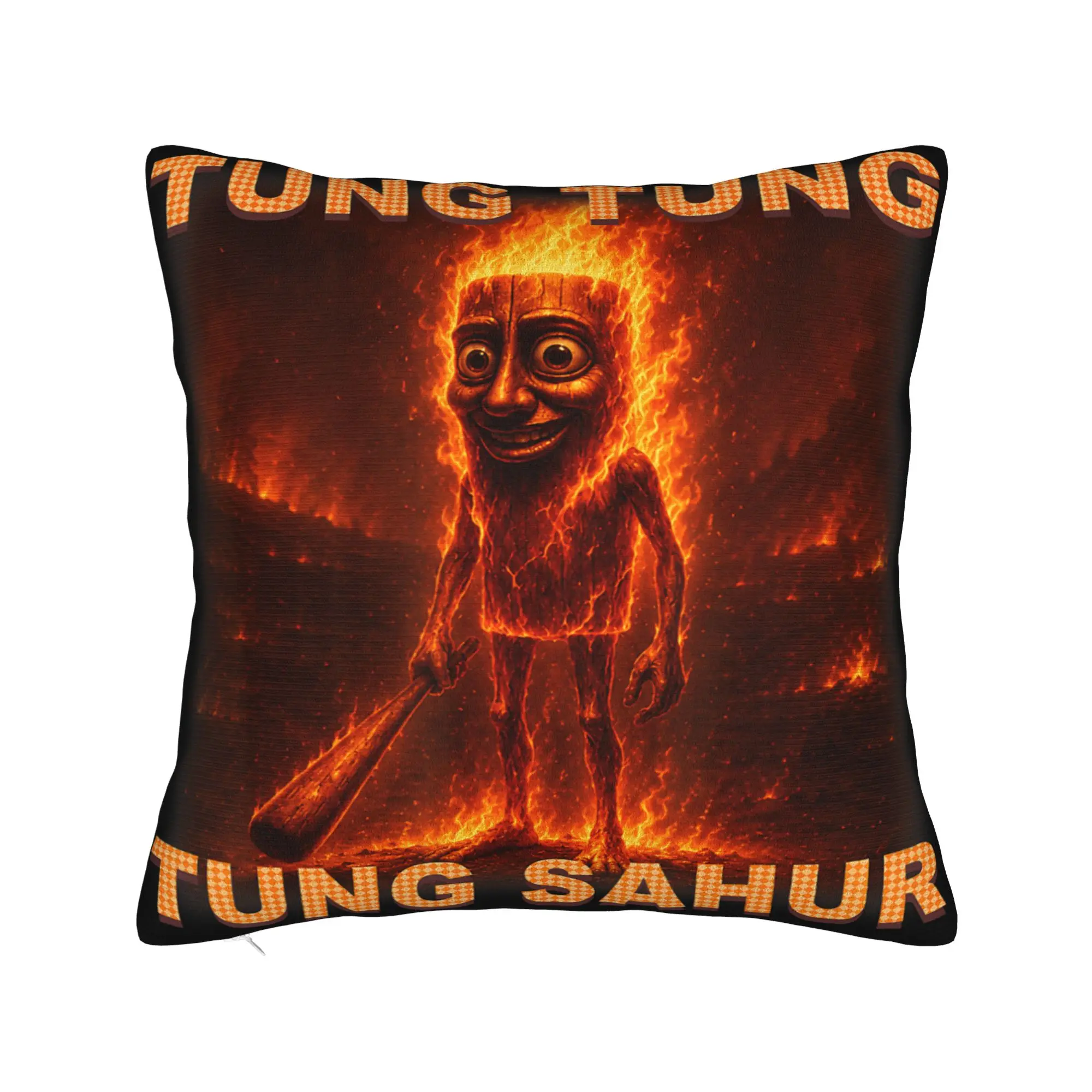 Tung Tung Tung Sahur is Calling Funny Italian Pillowcases  Vintage Pillow Case For Sofa Car Home Decor Custom Pillow Cover