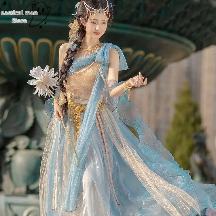 Chinese Style Exotic Style Costume Chinese Folk Dance Dress Fei Tian Han Fu Chinese Elements Female Spring Ancient Costume