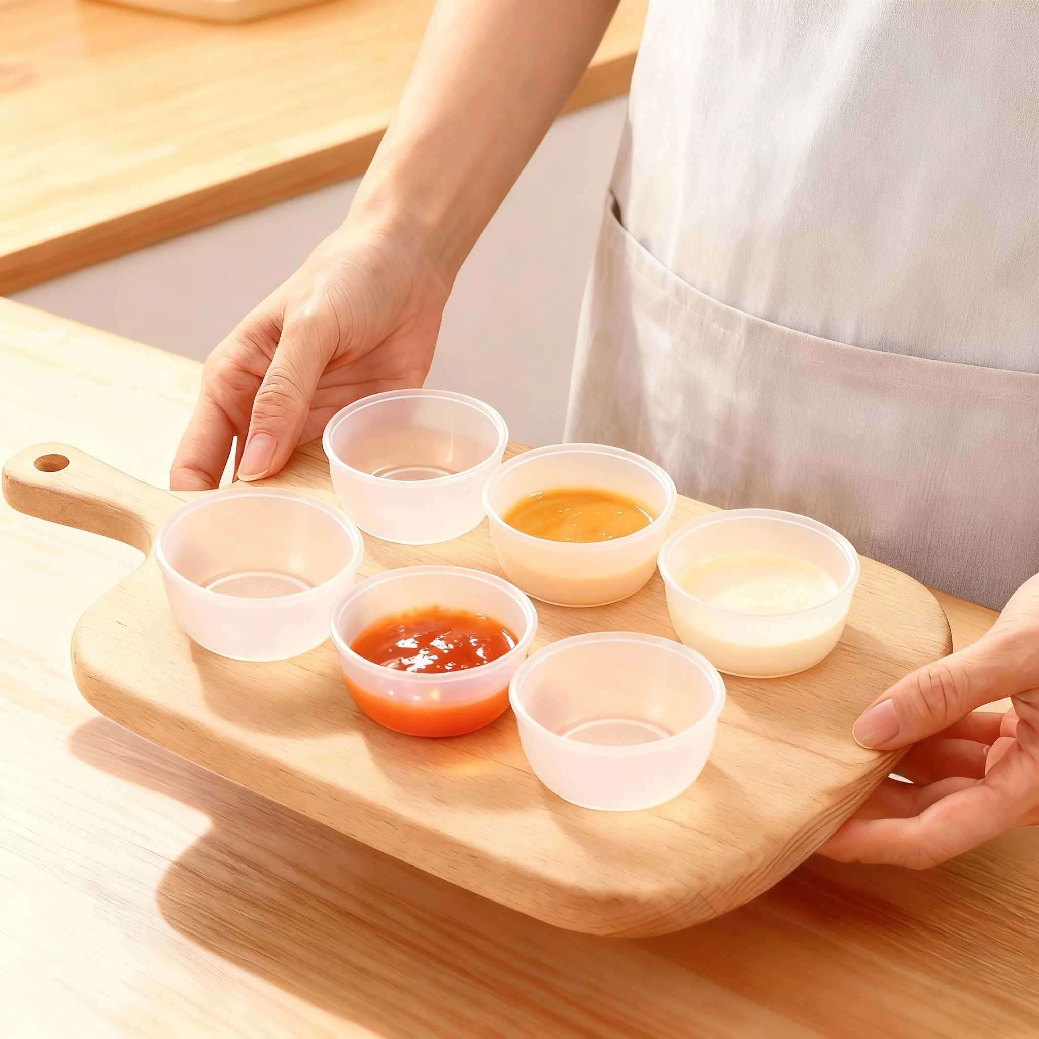 2/6pcs Mini Salad Sauce Container Outdoor Portable Plastic Sauce Cup with Lid Reusable Leak Proof Nut Snack Food Storage Box