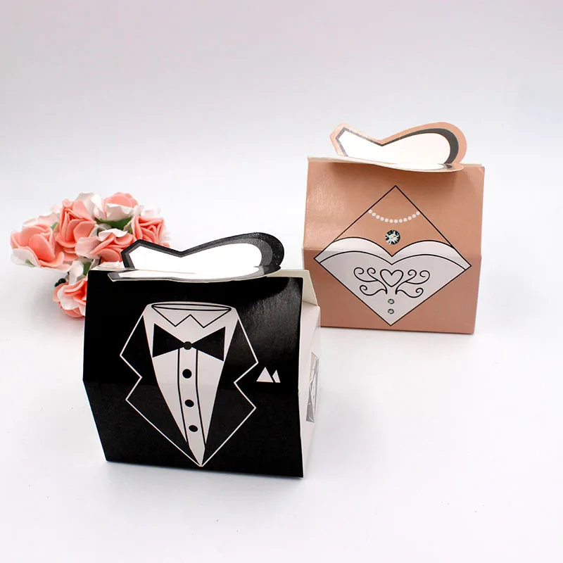 New Bride and Groom Formal Dress Style Candy Boxes  Wedding Favors and Gift Box Packaging Gifts Bags for Wedding Decoration