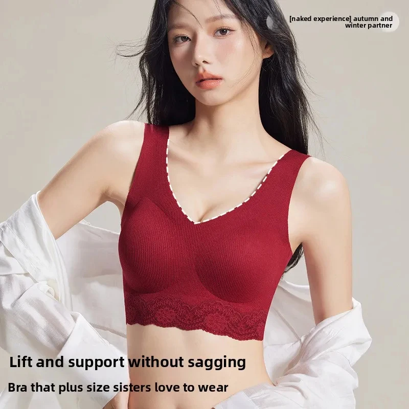 

Soft Wire Free Thin Invisible Foundation Liquid Underwear Women Push-up Anti-sagging Comfortable tank Top Style French Bra
