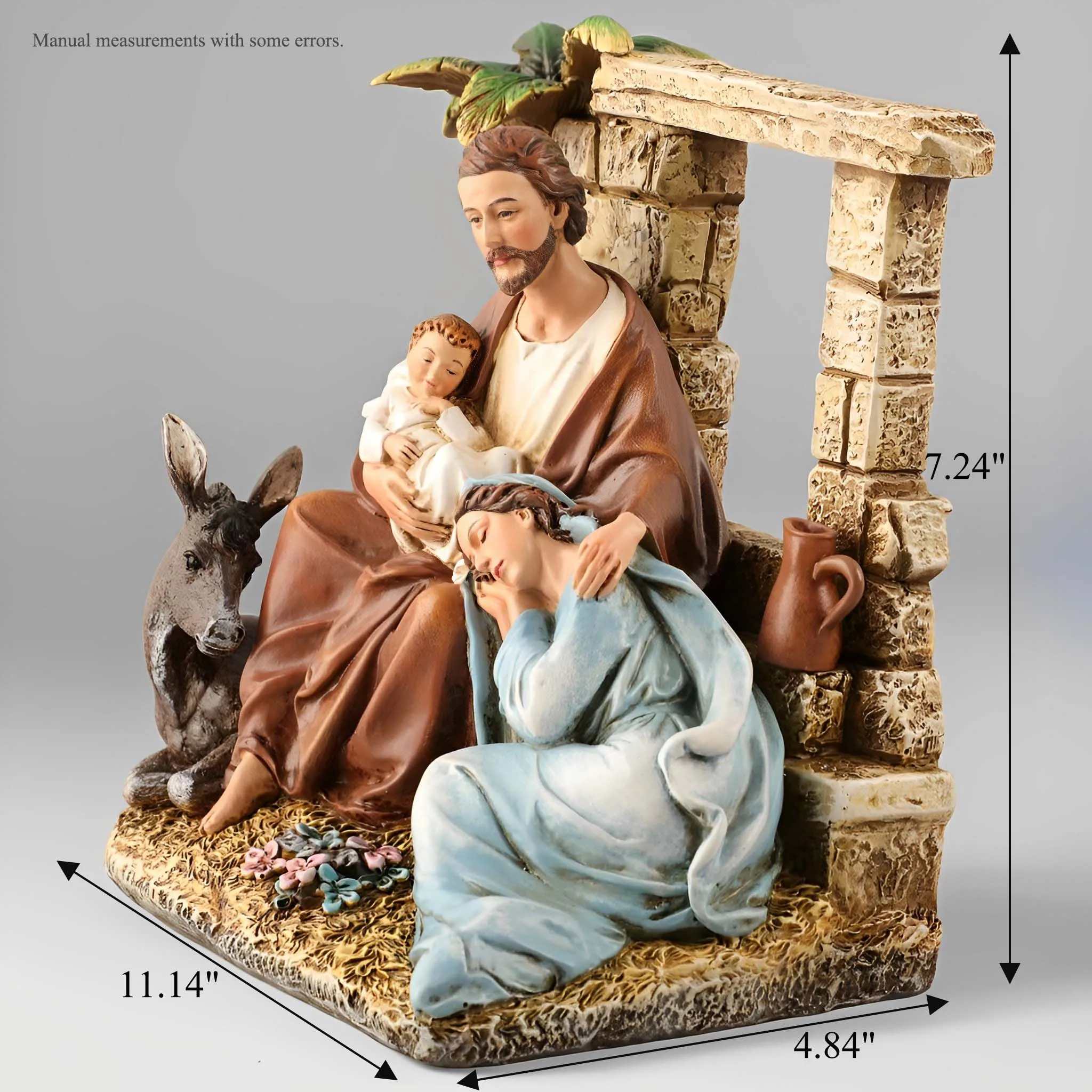 7.24\'\'H Catholic Resin Statue of Holy Family|Nativity Scene|Detailed Stable Setting for Christmas & Home Devotion