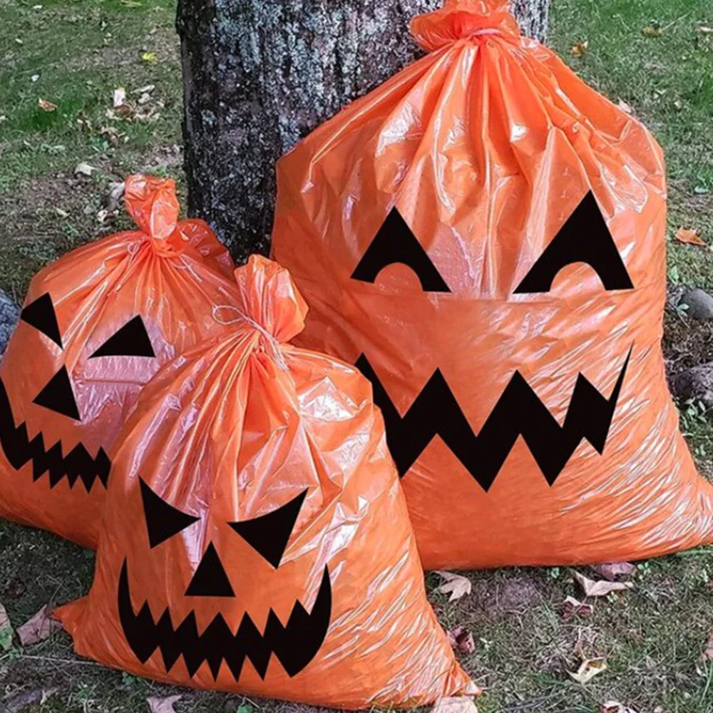 Large Halloween Pumpkin Plastic Garbage Leaf Bags For Home Outdoor Fall Garden Yard Decoration Lawn Bag Halloween Party Props