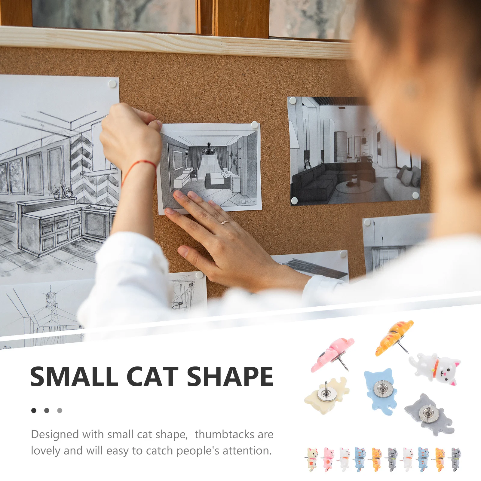 

50Pcs Cat Push Pins Decorative Thumb Tacks for Bulletin Cork Board Office Home Map Wall Decor Push Pins Cork Board Accessories