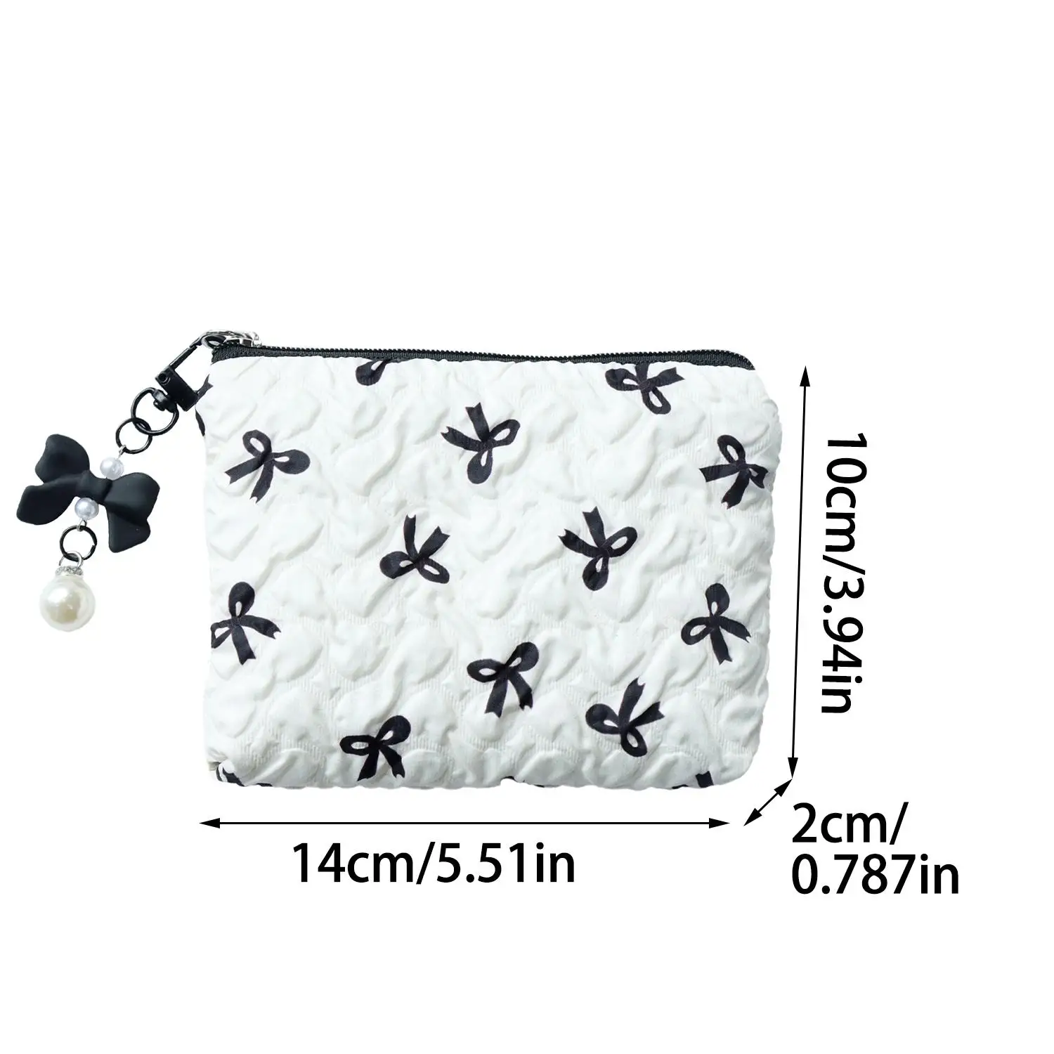 Trousse de maquillage en coton avec petit nœud pour femmes, trousse de maquillage portable, poudres de toilette, trousse de maquillage pour filles, trousse de voyage, haute capacité d'évaluation, mignon