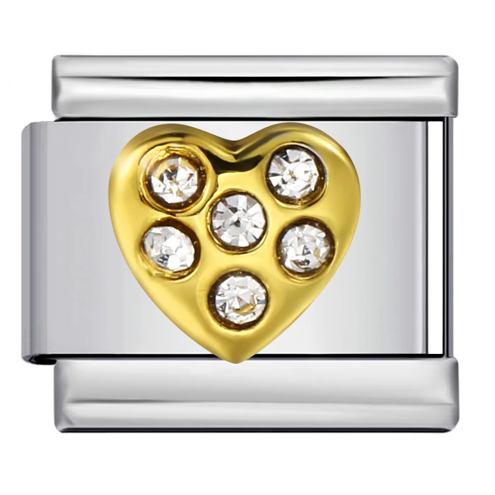  URING سحر القطع الناقص مربع القلب زركونيا رابط الإيطالي صالح 9 مللي متر أساور من الفولاذ المقاوم للصدأ صنع DIY بها بنفسك مجوهرات النساء الرجال الموضة #5