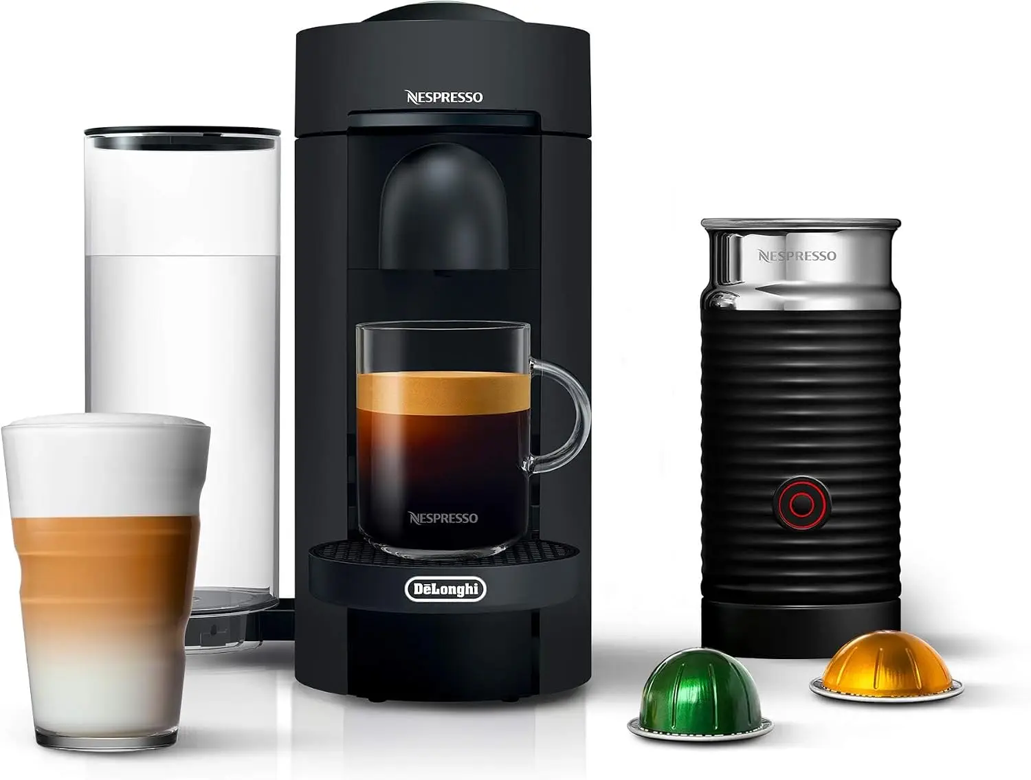 Nespresso Vertuo Plus Deluxe Coffee and Espresso Maker by , Matte Black with Aeroccino Milk Frother