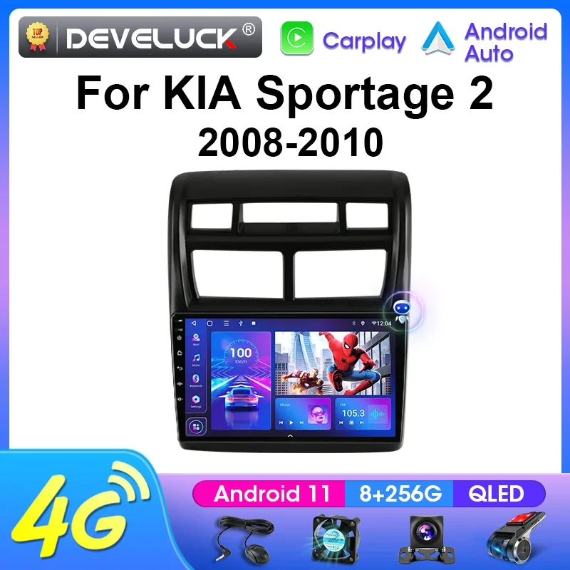 

2 Din Android 12 Car Radio Multimedia Video Player For Kia Sportage 2 2008 -2010 Navigation GPS 4G Carplay Auto Stereo Head Unit