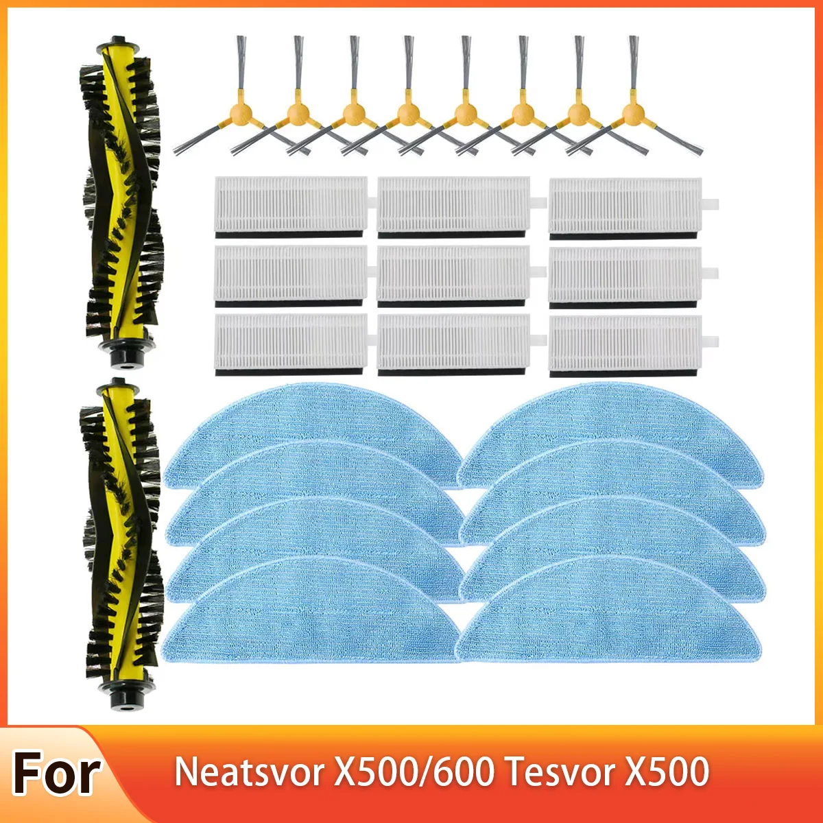Side Brushes Hepa Filter Mop Cloth Main Brush For Neatsvor X500/600 Tesvor X500 Robotic Vacuum Cleaner Accessories Replacement