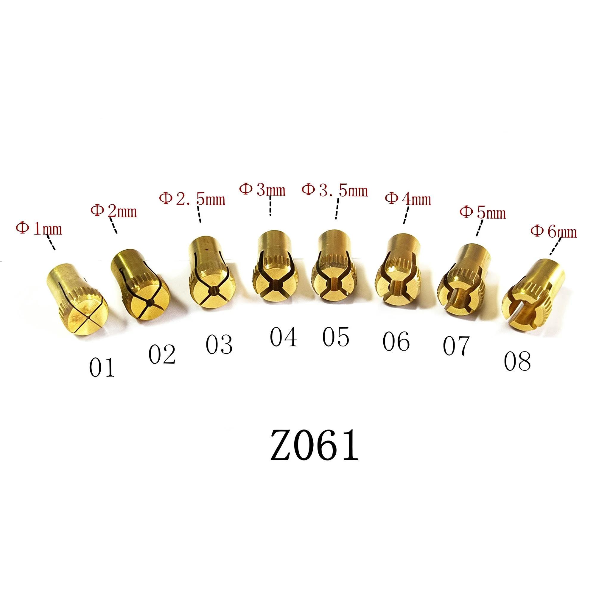 Copper Collet 8 Pieces a Set 1mm.2mm,2.5mm,3mm,3.5mm,4mm,5mm,6mm Dedicated Zhouyu The First Tool Mini Machine Accessory
