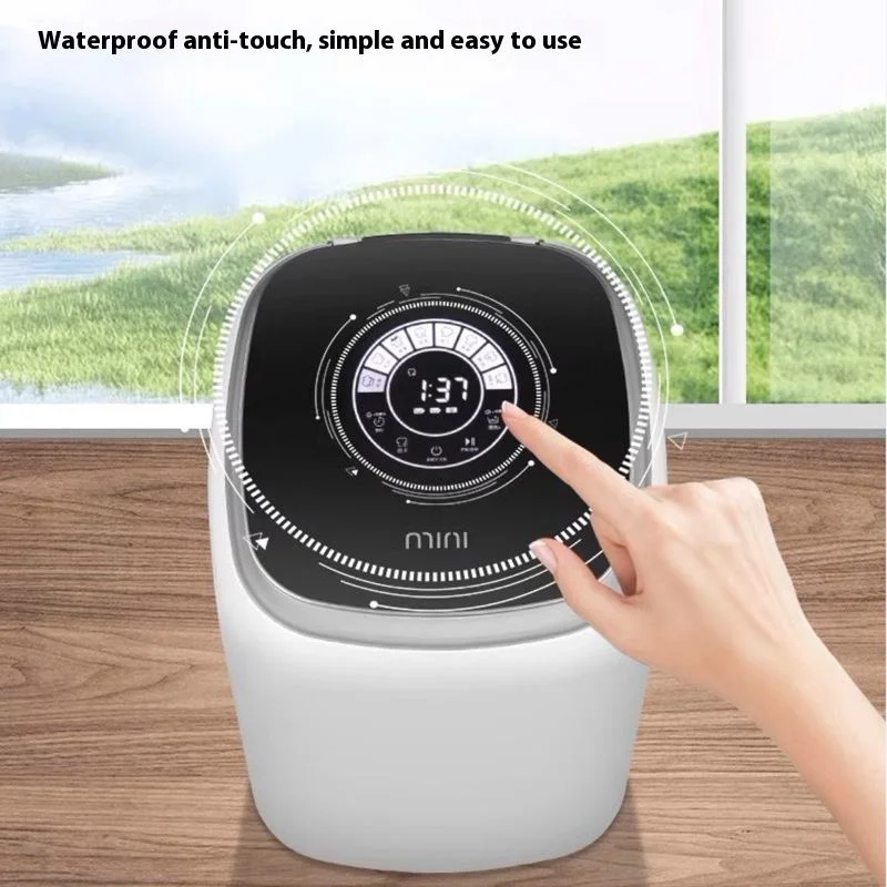 Household Small Underwear Washing Machine Multi Wash Program Touch Screen Mini Washer for Bra and Socks White Gray Optional