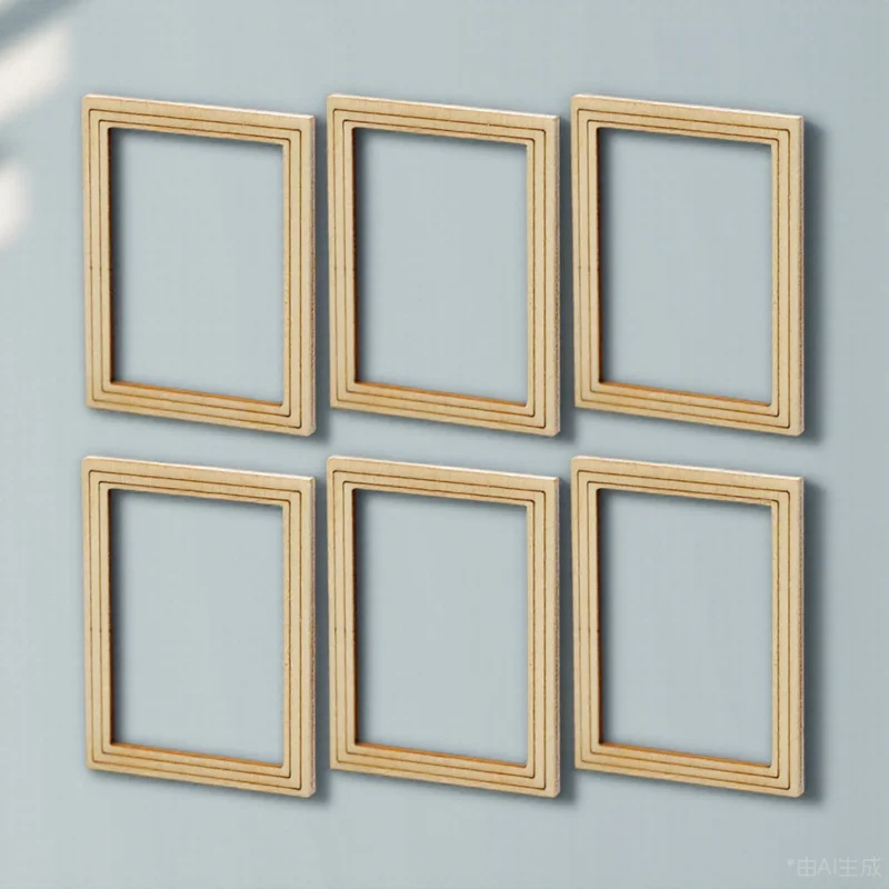 6 قطعة إطار صور صغير أثاث منزلي خشبي صغير لتقوم بها بنفسك إطار خشبي غير مكتمل ملحقات اللوحة الزخرفية #6
