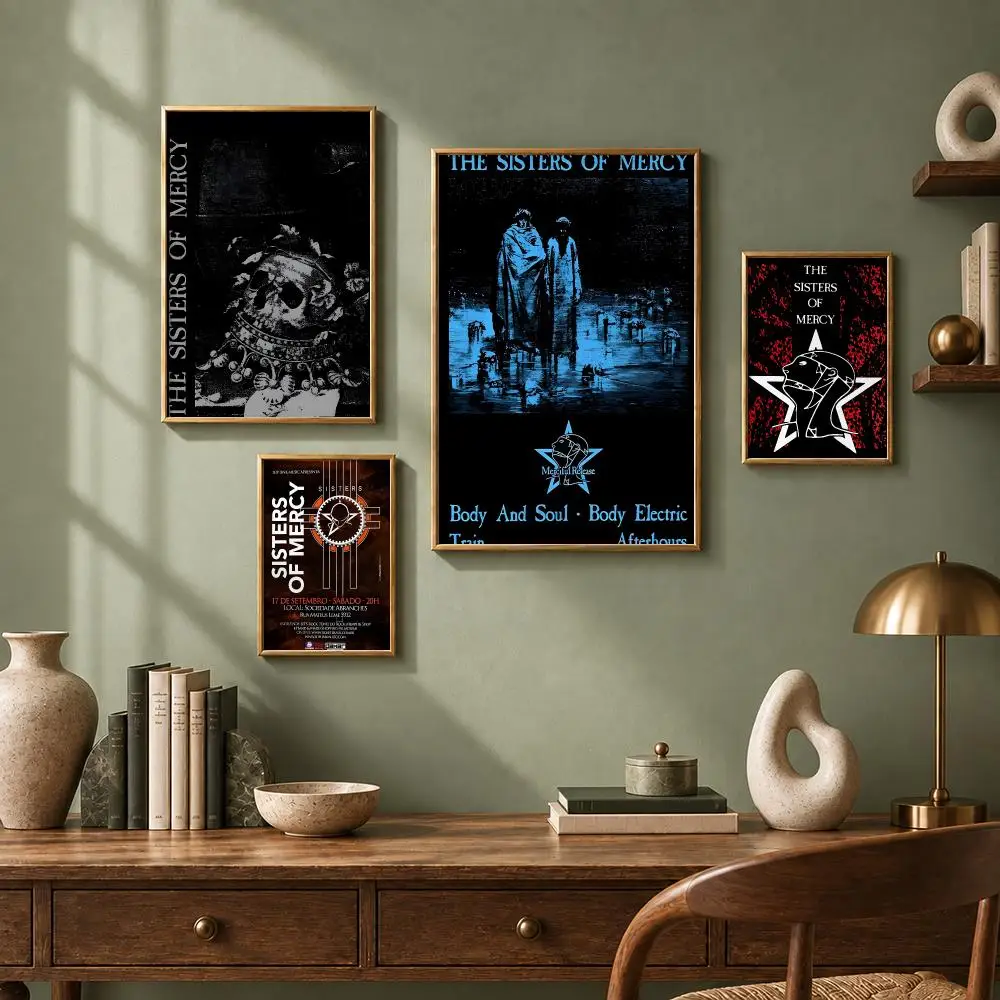Gothic Band T-The Sisters of MercyS Poster HD Self-Adhesive No Residue After Removal Ideal for All Kinds of Wall Decor