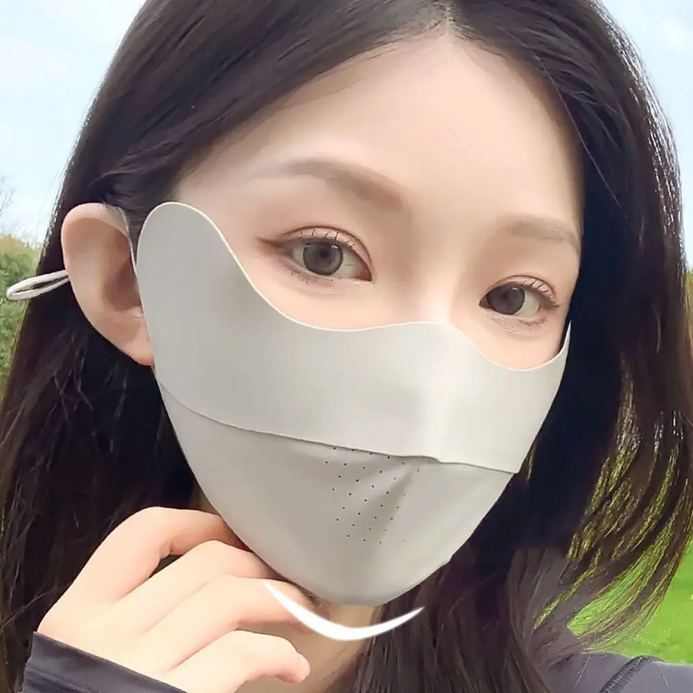 

Thin Sunscreen Face Scarf Ice Silk Mask Summer Solid Color Face Cover Face Mask Sunscreen Veil Face Gini Mask Women/Girls