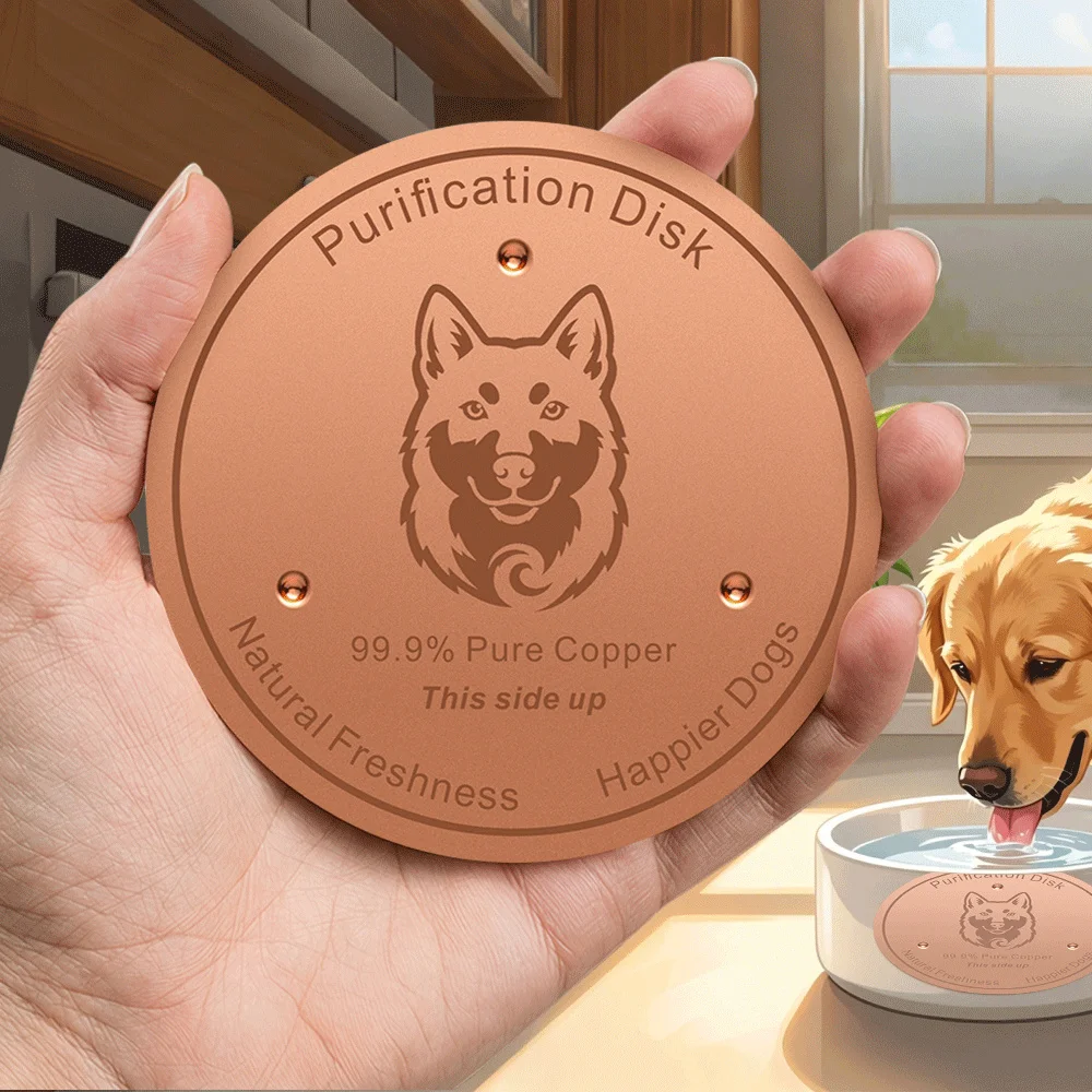 Pure Copper Pet Water Filter Disc 99.9% Purification Plate99.9% Pure Copper Pet Water Purification Disk for Dogs and Cats