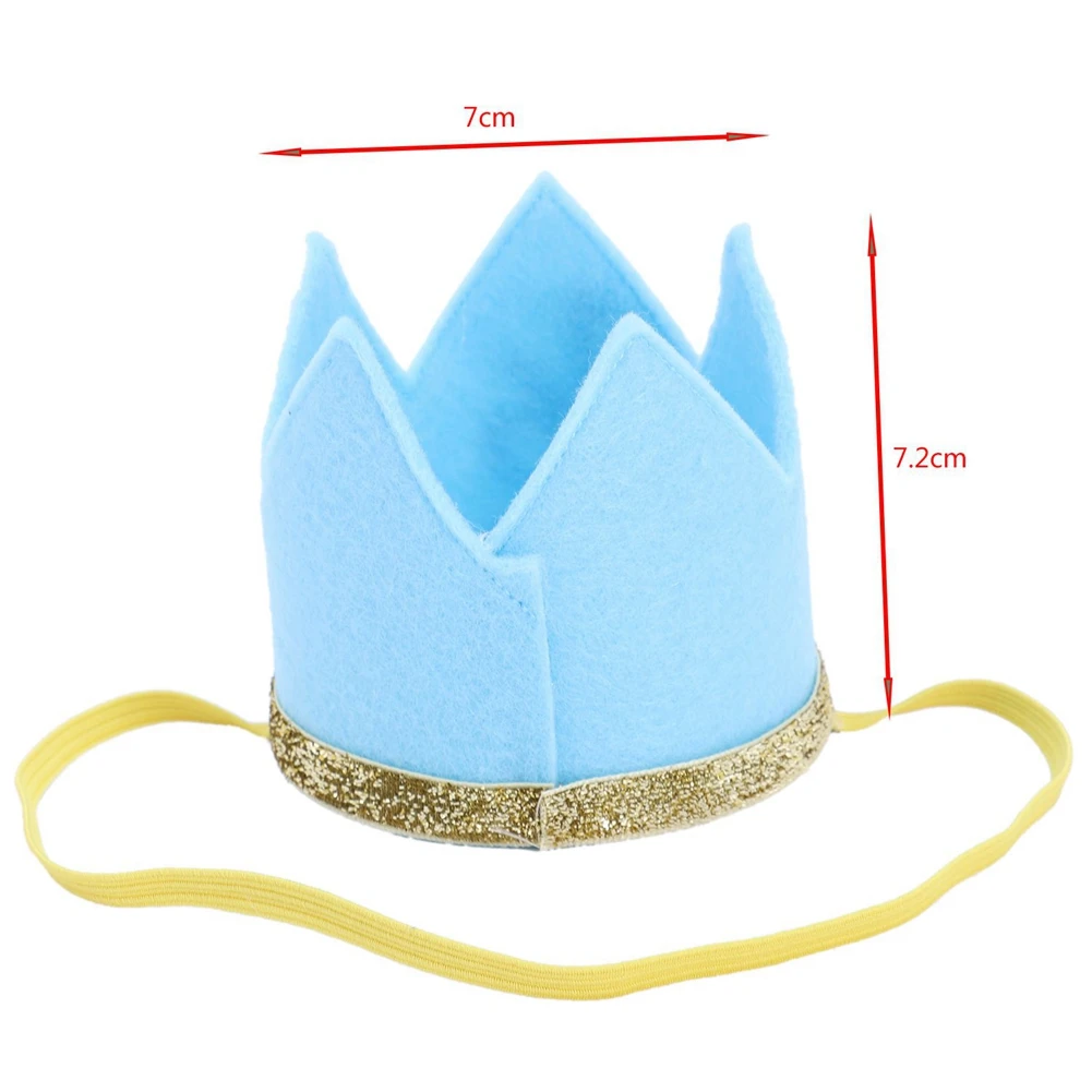 

A13Q-2X Newborn Infant Toddler Baby Girl Boy Half 1/2 First Second Third Birthday Crown Party Cake Smash Headband Blue