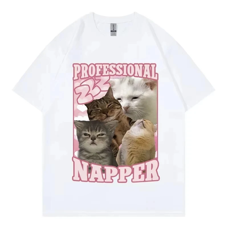 

Women's T-shirt Funny Professional Nap Cat Fun Print Summer Exclusive Soft Easy To Clean Fabric Suitable for Study Tops Harajuku