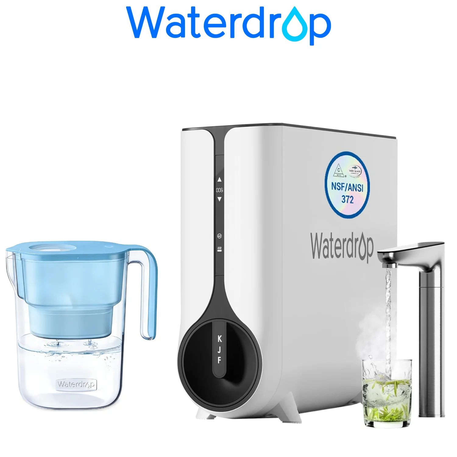 

Waterdrop Reverse Osmosis System, Smart LED Faucet, Hot and Cold Water Dispenser Faucet, Including Waterdrop Water Filter Pitche