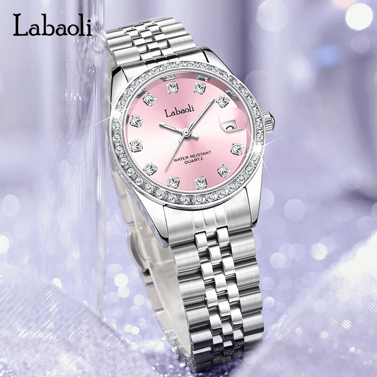 Classic Watch for Women Quartz Wristwatch Luxury Ladies Diamond Clock Stainless Steel Band Elegant Rhinestone Dial Girls Reloj