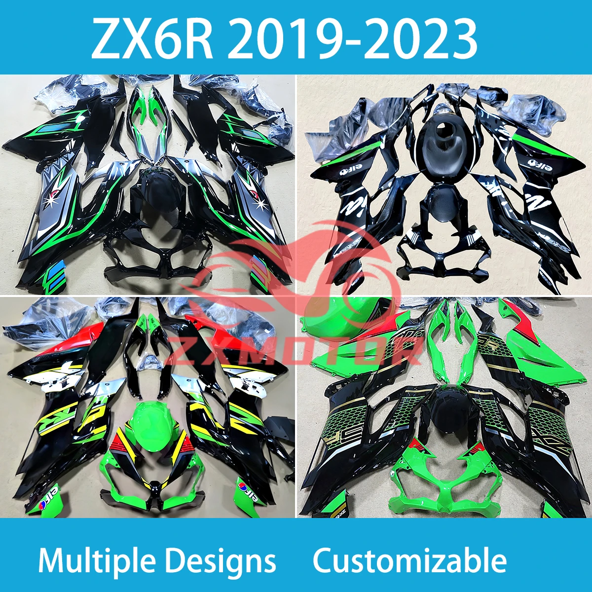 

Обтекатели для Ninja ZX6R 636 2019 2020 2021 2022 2023 100% подходят для ZX-6R 19-23, комплект обтекателей для мотоцикла, инъекционный АБС-пластик
