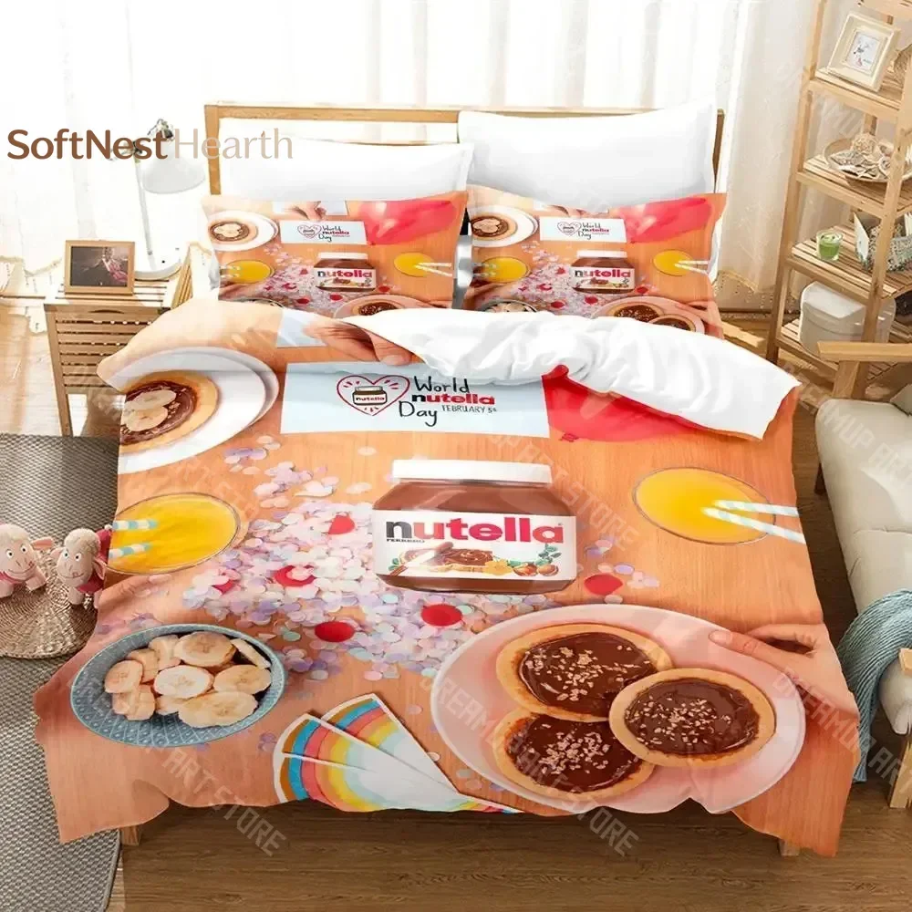 2026 Nutella Bedding Set Single Twin Full Queen King Size Bed Set Aldult Kid Bedroom Duvetcover Sets 3D Print Anime Bed Sheet Se
