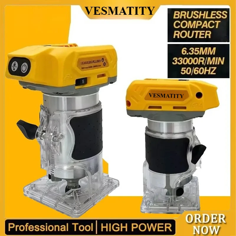 Electric Trimmer Cordless Woodworking Trimming Machine Wood Router Milling Engraving Machine For Dewalt Battery