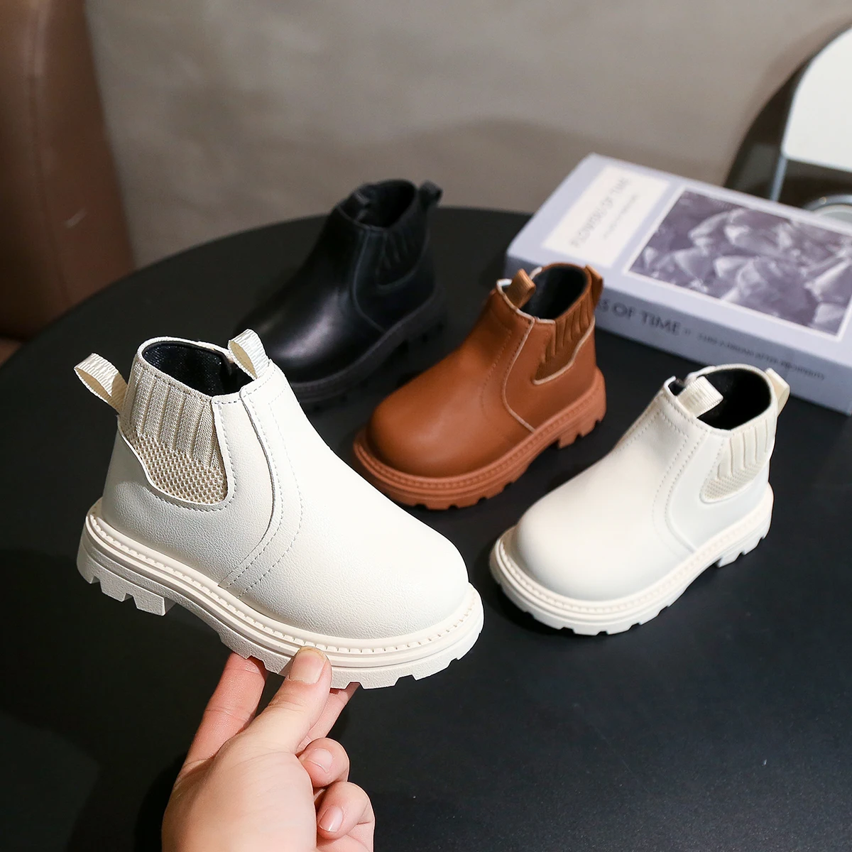 PU Leather Girls Boots 2026Korean Style Trend Fashion Girl's Boots Anti-slippery Platform Boots For Girls Waterproof  Kids Shoes