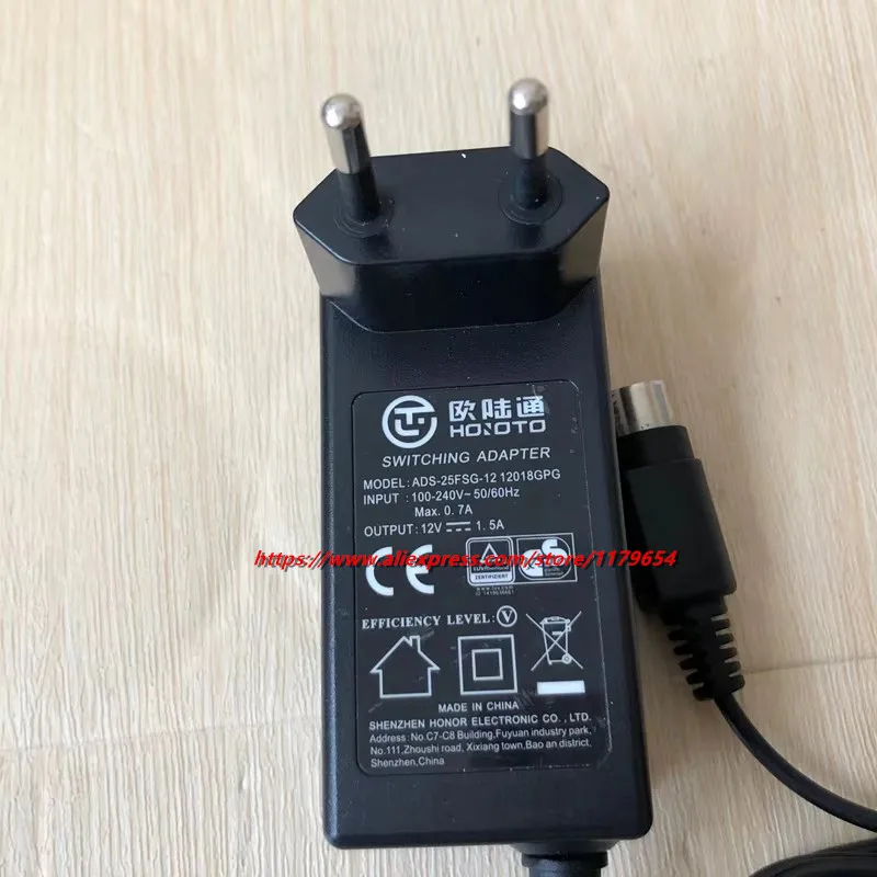 Genuíno huioto ADS-25FSG-12 12018gpg adaptador ac 12v 1.5a 18w ec1008 fonte de alimentação 4 pinos carregador din ADS-26FSG-12 plugue da ue