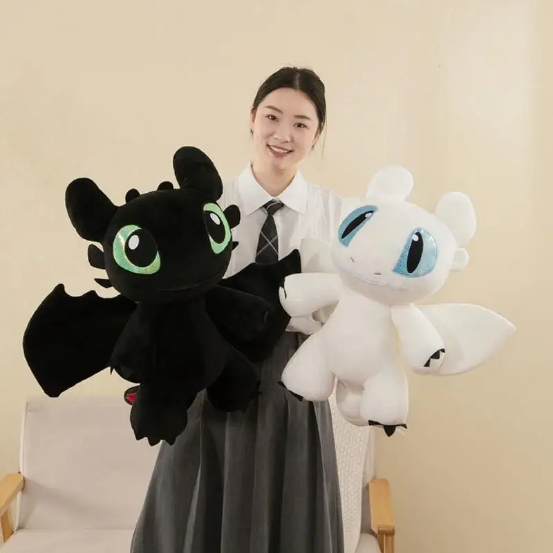 

2025 Potdemiel Night Sand Toothless Plush Toy Black and White Doll Pillow Car Decoration Children's Birthday Gift Doll Toy