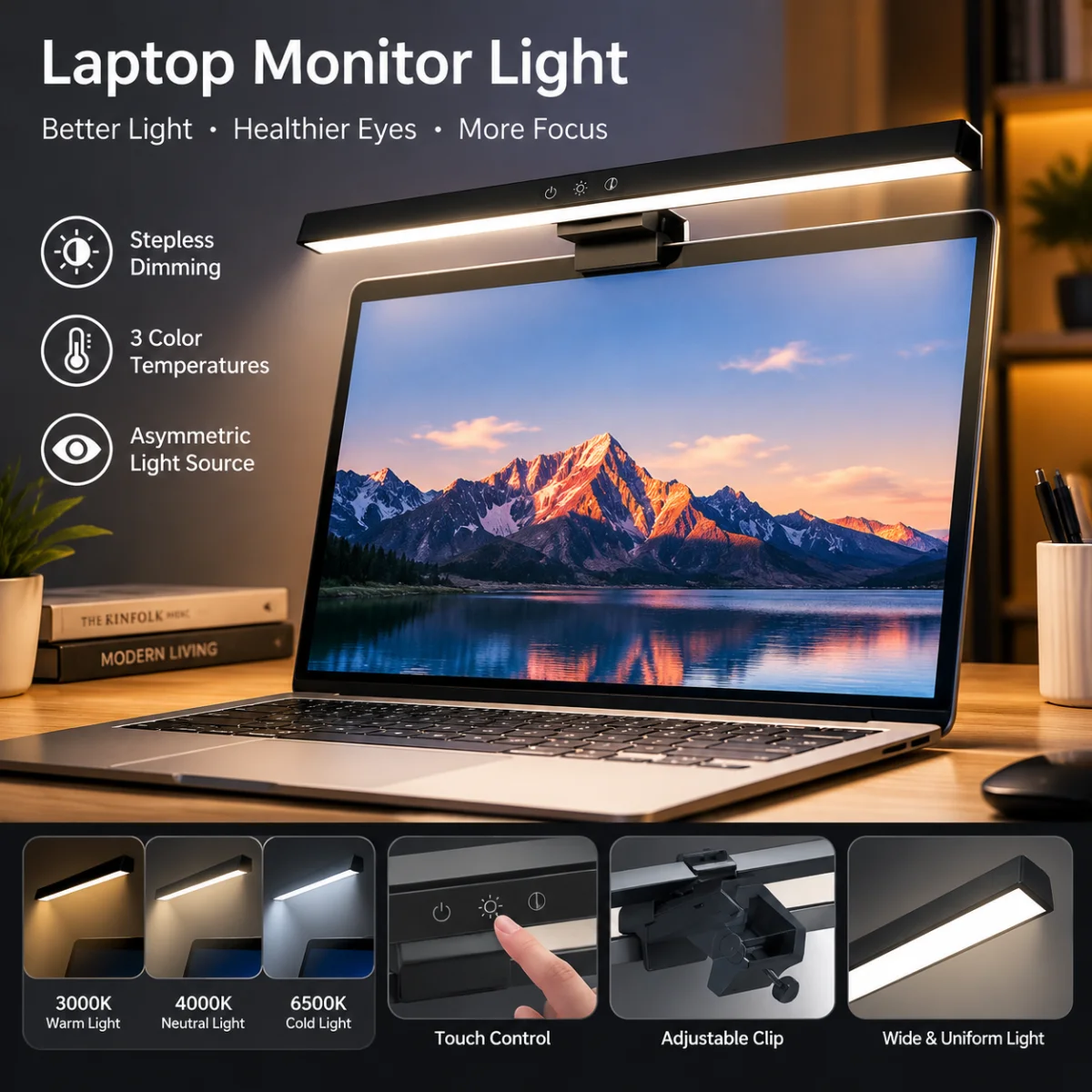 33/50cm Computer Monitor Light Bar Screen Hanging Lights Stepless Dimming USB Desk Lamp For Study Reading Light Table Monitor La