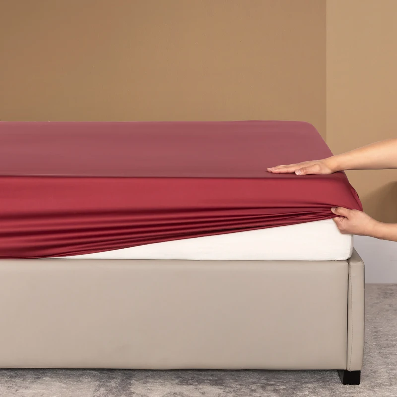 Lenzuolo con angoli in bambù 100% con fascia elastica lenzuolo con raffreddamento liscio coprimaterasso antiscivolo con conteggio di 1000 fili per letto matrimoniale King size