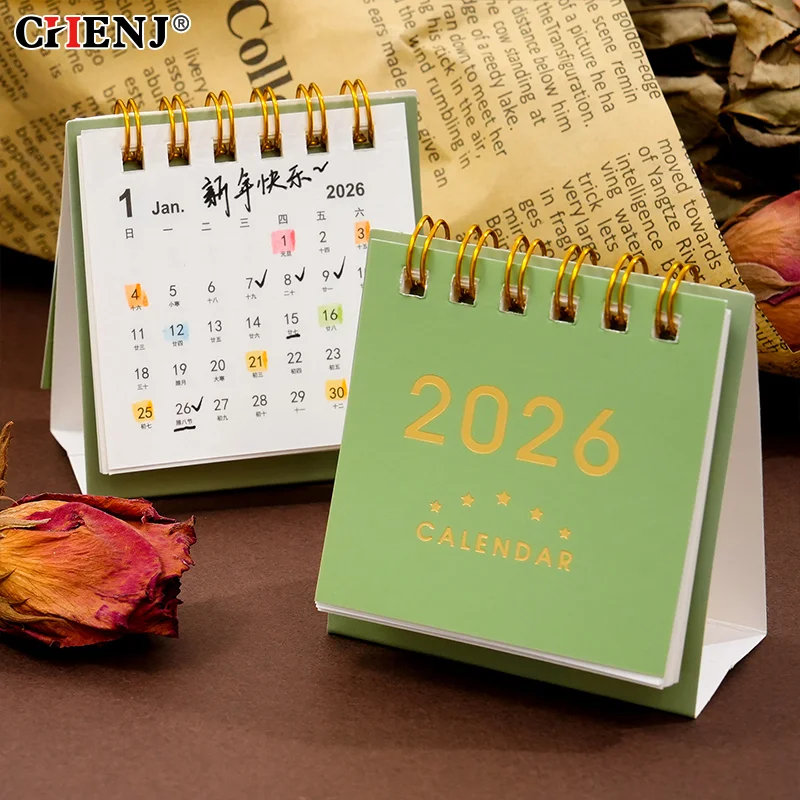 

Настольный мини-календарь на 2026 год (Год Лошади), простой портативный ежемесячный календарь-планировщик на спирали, для офиса и дома