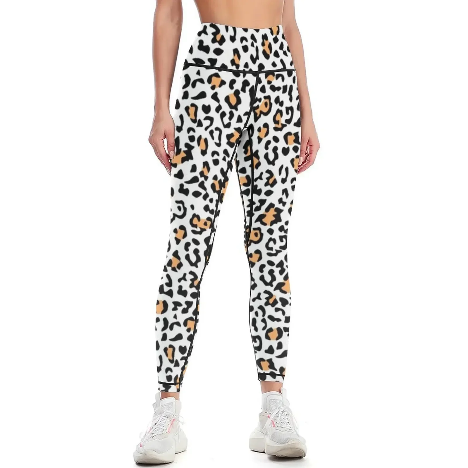

Stylish Black and Beige Cheetah Spots Pattern Leggings Jogger pants sports for push up for physical high waist Womens Leggings