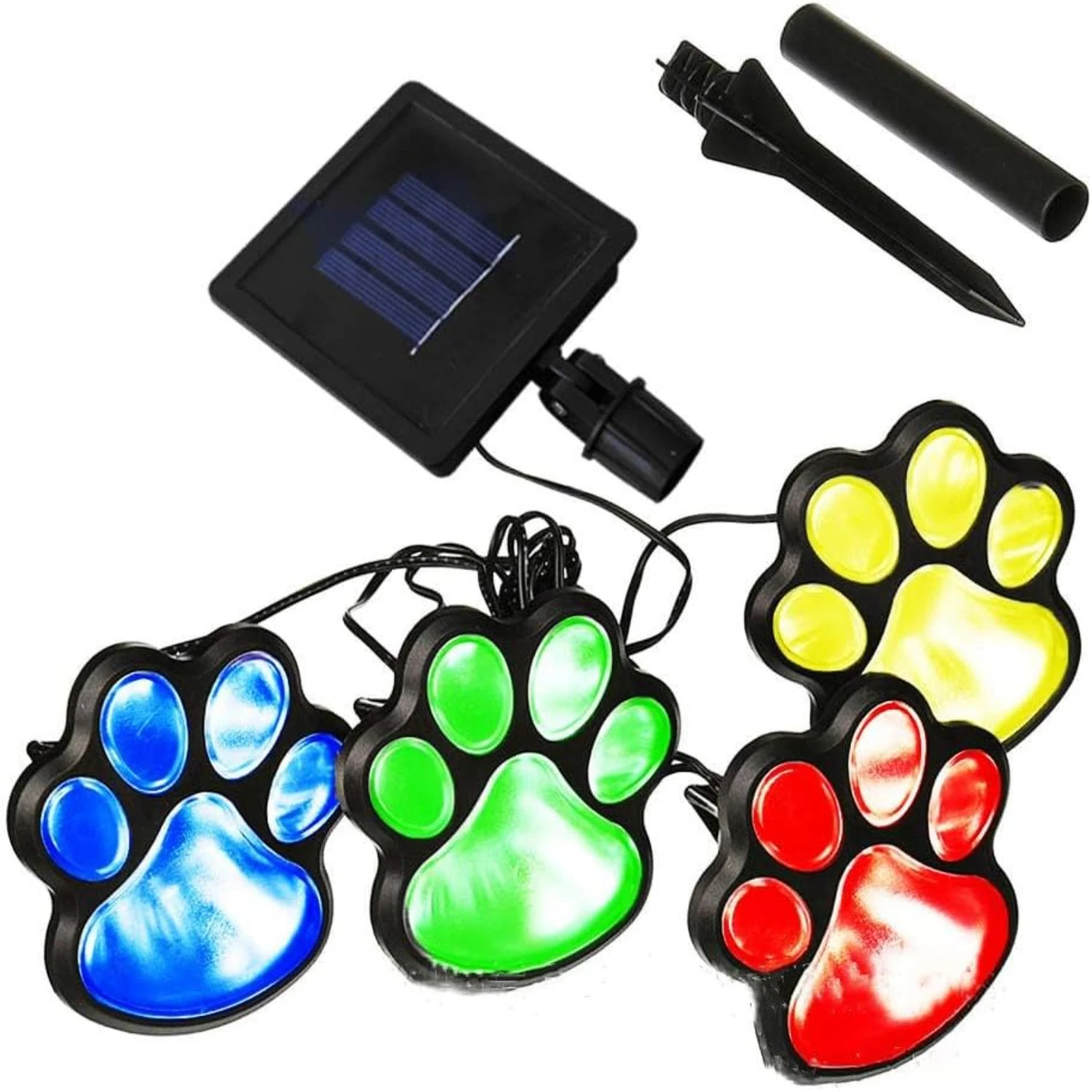 Charming, colorful and adorable solar animal paw print garden statue lights - bright, durable and long-lasting LED pathway light