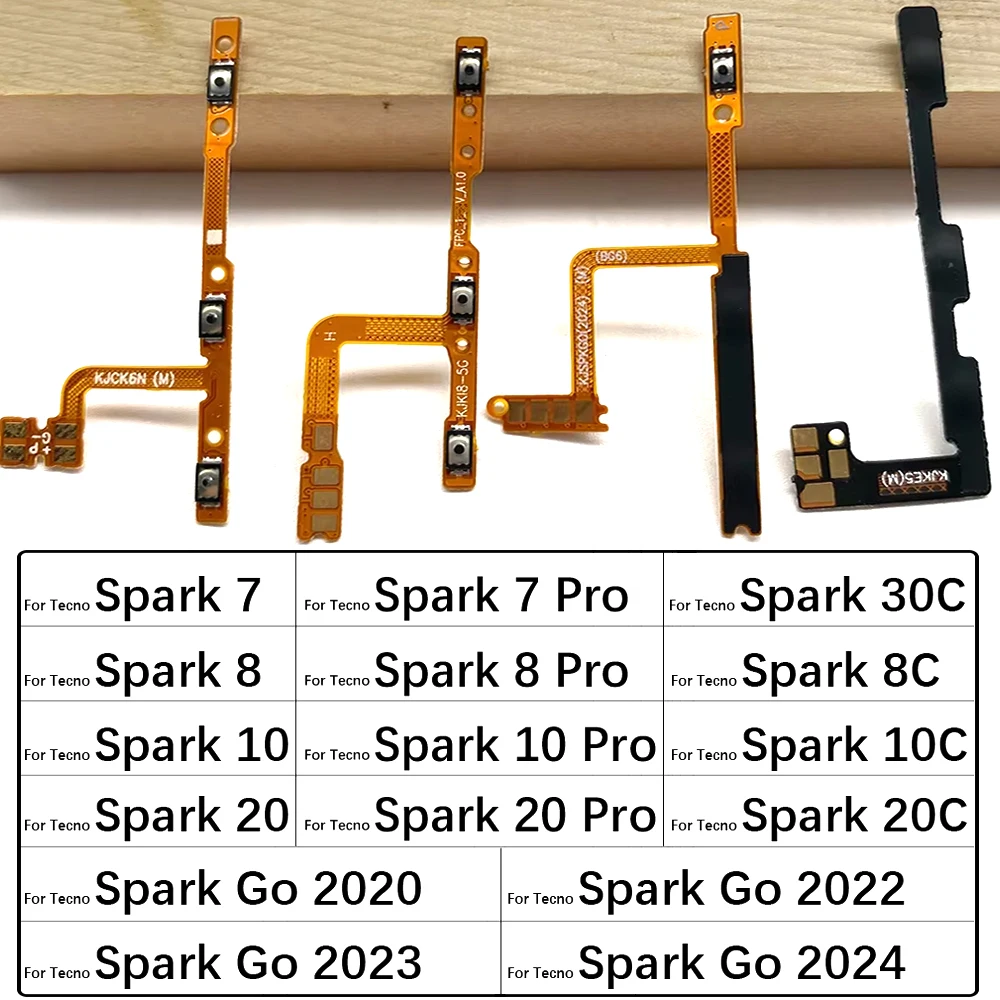 Power on off Volume Key Button Flex Cable For Infinix Tecno Spark 7 8 8C 10 10C 20 20C 30C Pro Go 2020 2022 2023 2024