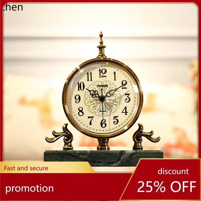 ZML retro creative desktop clock ornament for home living room, simple dial table clock
